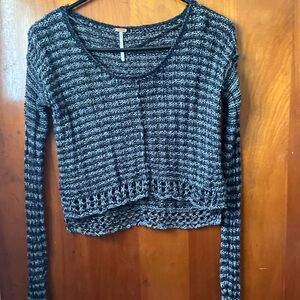 Free People Black and White Knit Top